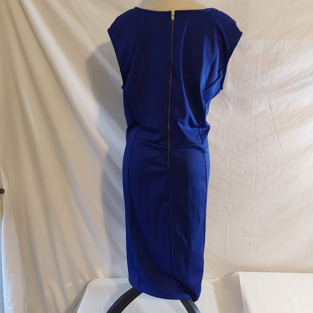 Ashley Stewart's Women  Cap Sleeve Blue Sheath Dress Stretch Size 22/24 - Picture 2 of 7